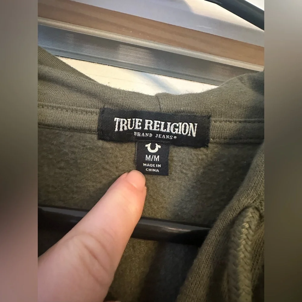 True Religion Radiant Buddha Full Zip Hoodie Size M Olive Green Casual NWOT